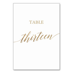 Elegant Gold Calligraphy Table Number Thirteen