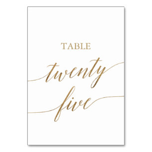 Elegant Gold Calligraphy Table Number Twenty Five