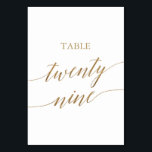 Elegant Gold Calligraphy Table Number Twenty Nine<br><div class="desc">This elegant gold calligraphy table twenty nine table number is perfect for a simple wedding. The neutral design features a minimalist card decorated with romantic and whimsical faux gold foil typography. The card prints on the front and back (double-sided). Other table numbers in the collection are sold separately. Please Note:...</div>