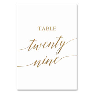 Elegant Gold Calligraphy Table Number Twenty Nine