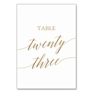 Elegant Gold Calligraphy Table Number Twenty Three