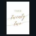 Elegant Gold Calligraphy Table Number Twenty Two<br><div class="desc">This elegant gold calligraphy table twenty two table number is perfect for a simple wedding. The neutral design features a minimalist card decorated with romantic and whimsical faux gold foil typography. The card prints on the front and back (double-sided). Other table numbers in the collection are sold separately. Please Note:...</div>