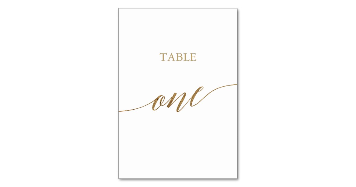 Elegant Gold Calligraphy Table One Table Number | Zazzle.com.au