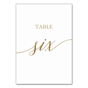 Elegant Gold Calligraphy Table Six Table Number