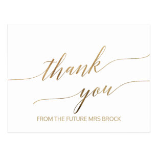 Elegant Gold Calligraphy Thank You Postcard