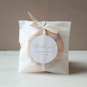 Elegant Gold Calligraphy Thank You Wedding Classic Round Sticker