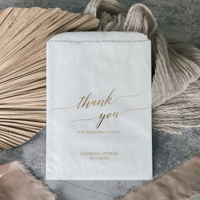 Elegant Gold Calligraphy Thank You Wedding Favour Bag (Creator Uploaded)