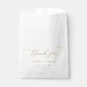 Elegant Gold Calligraphy Thank You Wedding Favour Bag
