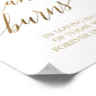 Elegant Gold Calligraphy This Candle Burns Sign