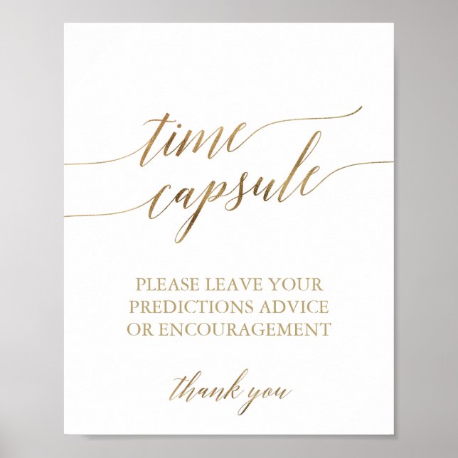 Elegant Gold Calligraphy Time Capsule Sign (Front)