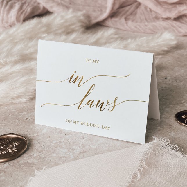 Elegant Gold Calligraphy To My In-Laws Card (Creator Uploaded)