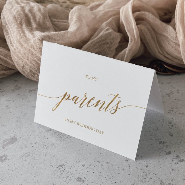 Elegant Gold Calligraphy To My Parents Wedding Card (Creator Uploaded)