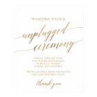 Elegant Gold Calligraphy Unplugged Ceremony Sign