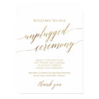 Elegant Gold Calligraphy Unplugged Ceremony Sign