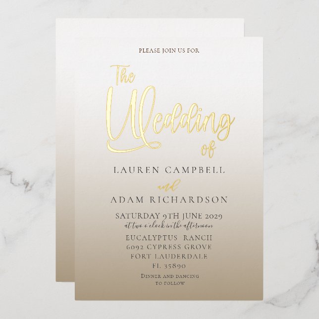 Elegant Gold Calligraphy Wedding (Front/Back)