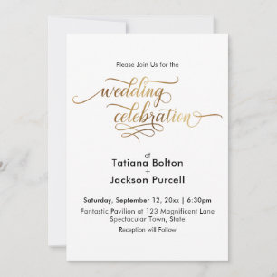 Elegant Gold Calligraphy Wedding Celebration Invitation