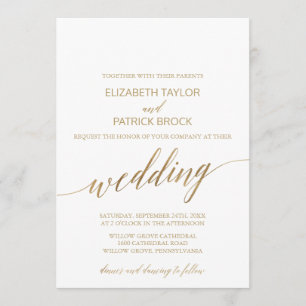 Elegant Gold Calligraphy Wedding Invitation