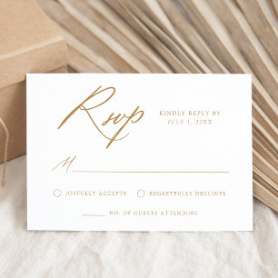Elegant Gold Calligraphy Wedding RSVP Card