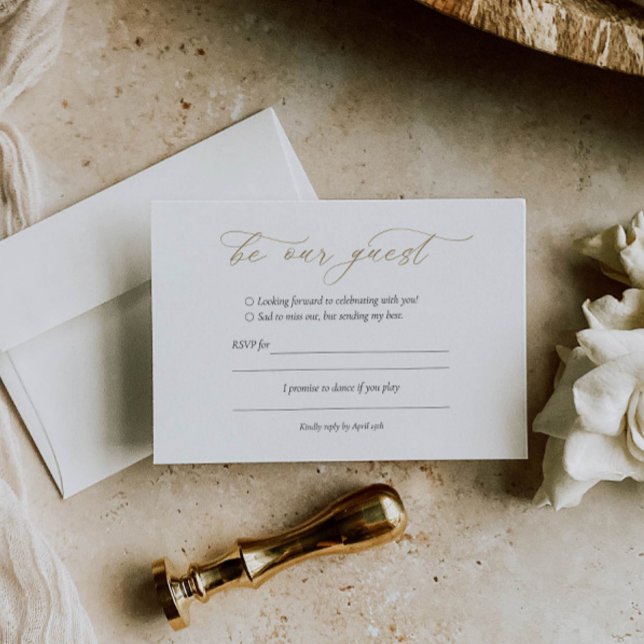 Elegant Gold Calligraphy Wedding RSVP Card (Creator Uploaded)