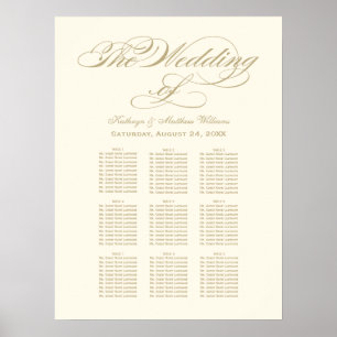 Elegant Gold Calligraphy Wedding Seating Chart