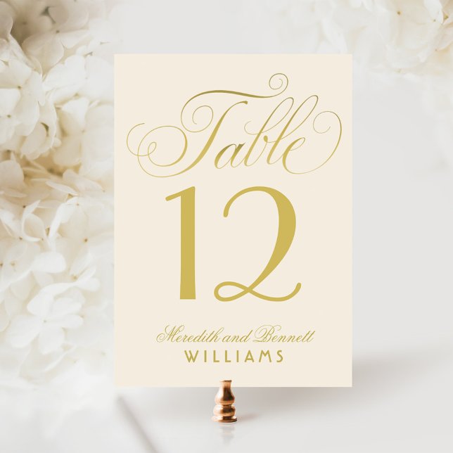 Elegant Gold Calligraphy Wedding Table Number (Creator Uploaded)