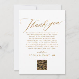 Elegant Gold Calligraphy Wedding Table Thank You Card