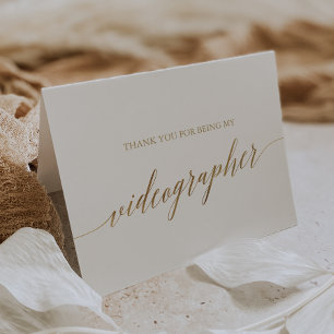 Elegant Gold Calligraphy Wedding Videographer Thank You Card