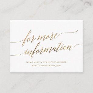 Elegant Gold Calligraphy Wedding Website Enclosure Card