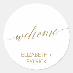 Elegant Gold Calligraphy Wedding Welcome Classic Round Sticker