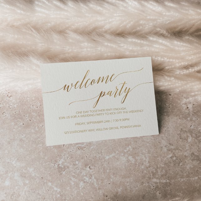 Elegant Gold Calligraphy Wedding Welcome Party Enclosure Card (Creator Uploaded)