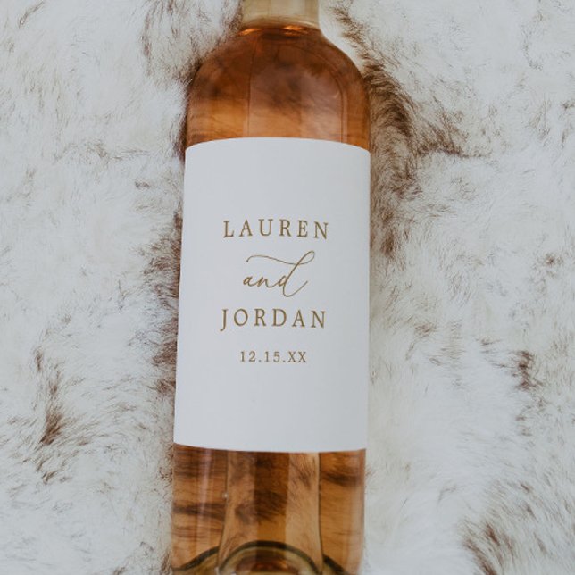 Elegant Gold Calligraphy Wedding  Wine Label (Creator Uploaded)