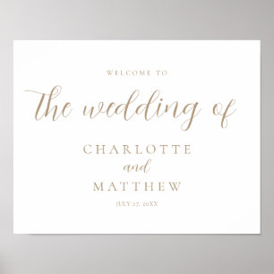 Elegant Gold Calligraphy Welcome Wedding Poster