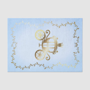 Elegant Gold Carriage Blue Storybook Royal Tissue Paper
