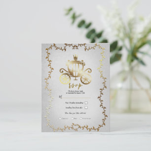 Elegant Gold Carriage Storybook Wedding R.S.V.P. Invitation