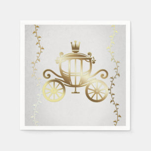 Elegant Gold Carriage White Storybook Royal Napkin