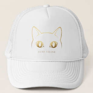 Elegant Gold Cat Line Art Baseball Hat