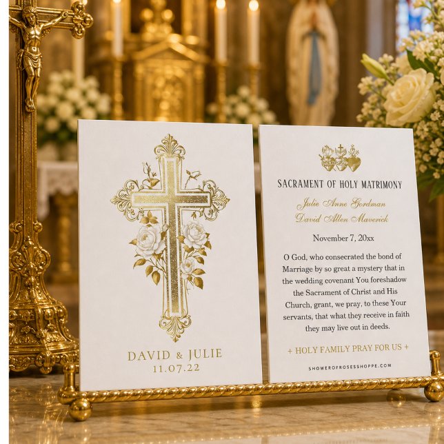 Elegant Gold Catholic Wedding Prayer Card (Creator Uploaded)