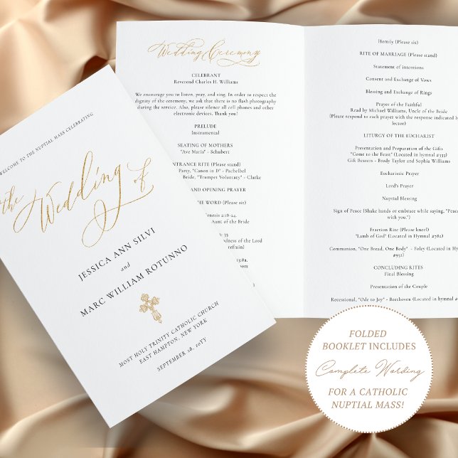 Elegant Gold Catholic Wedding Program Full Mass (Creator Uploaded)