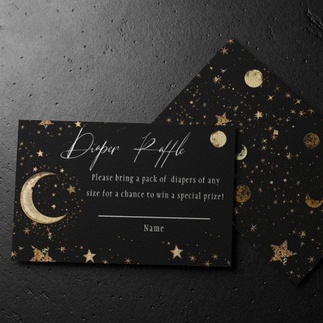 Elegant Gold Celestial Diaper Raffle Card (Creator Uploaded)