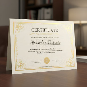 Elegant Gold Certificate of Achievement Template Poster