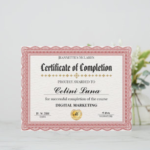 Elegant Gold Certificate of Completion – Modern