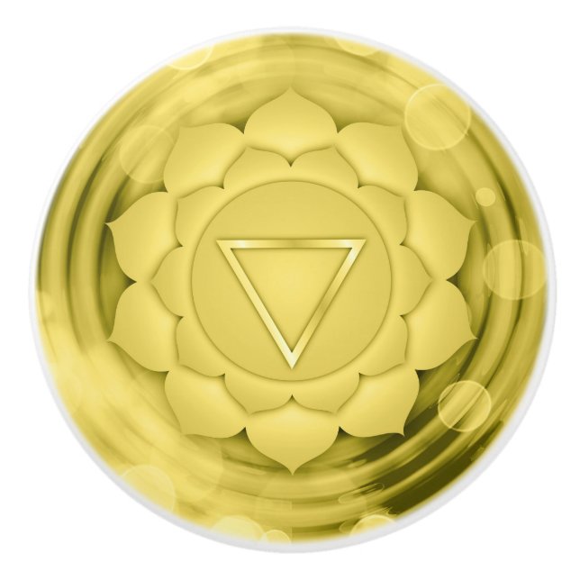Elegant Gold Chakra Zen Yoga Spiritual Meditation Ceramic Knob (Front)