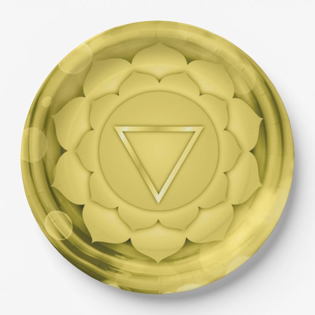 Elegant Gold Chakra Zen Yoga Spiritual Meditation Paper Plate (Front)