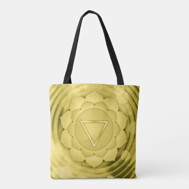 Elegant Gold Chakra Zen Yoga Spiritual Meditation Tote Bag (Back)