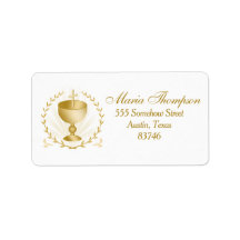 Elegant Gold Chalice First Communion Return Addres