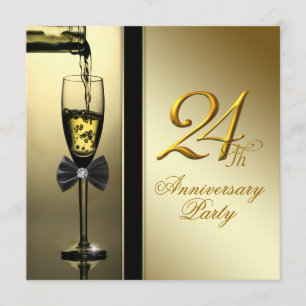 Elegant Gold Champagne 24th Anniversary Party Invitation