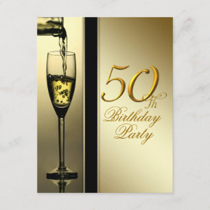 Elegant Gold Champagne 50th Birthday Party Invitation