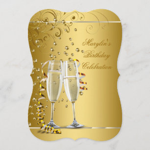 Elegant Gold Champagne Birthday Party Invitation