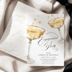 Elegant Gold Champagne Engagement Party Invitation