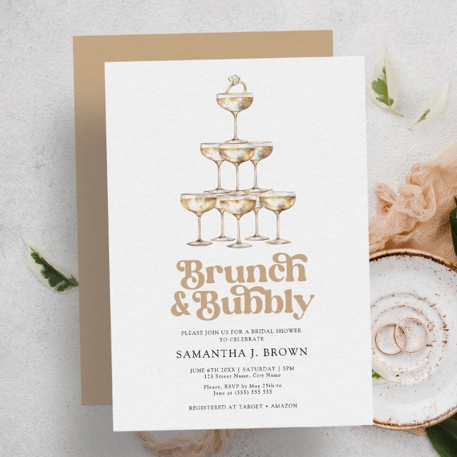 Elegant Gold Champagne Retro Bridal Shower Invitation (Creator Uploaded)